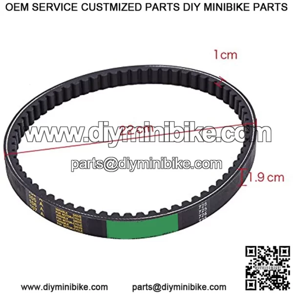 Clutch Belt, 2Pcs Drive Belt Clutch Belt Replacement for Hammerhead 80T and TrailMaster Mid XRX Go-Karts 9.100.018-725 Black - Image 2