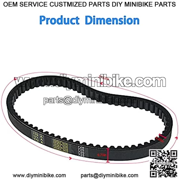 Drive Belt 725 Replacement for Go Kart 30 Series Torque Converter- 3pc Set (3 Belts) - Image 3