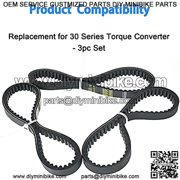 Drive Belt 725 Replacement for Go Kart 30 Series Torque Converter- 3pc Set (3 Belts) - Image 4