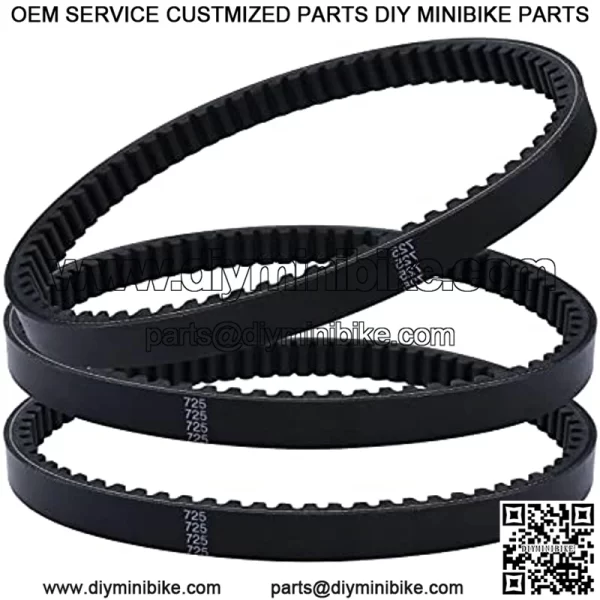 725 Go Kart Drive Belt for Hammerhead 80T Mid XRX Mud Head Go Kart 6.5HP Engine 30 Series Torque Converter Belts(Go-Karts 9.110.018-9.100.018-725),3 PCS Clutch Belt