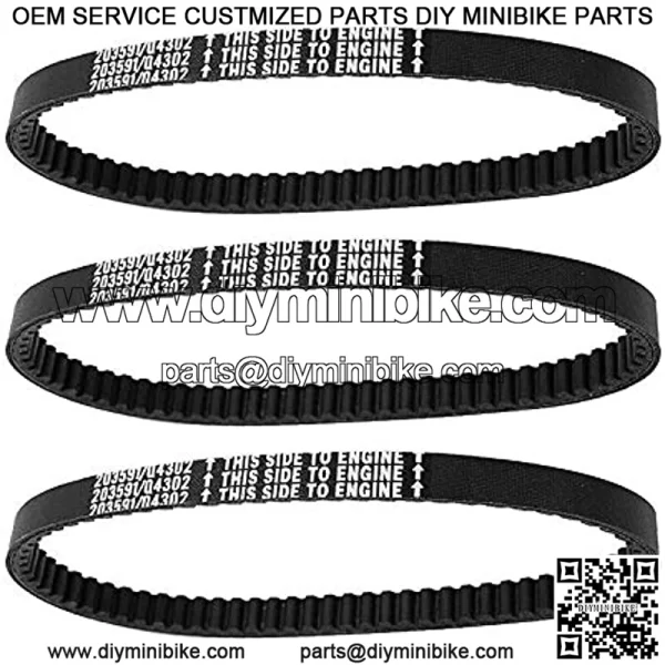 3pcs Go Kart Drive Belt Replaces for Yerf Dog Q43103W Q43203W / Manco 203591 203591A 203591B 203591C / Kartco 7655 / Rotary 10052 Comet 30 Series Go Kart 203591-Q43203W Belts