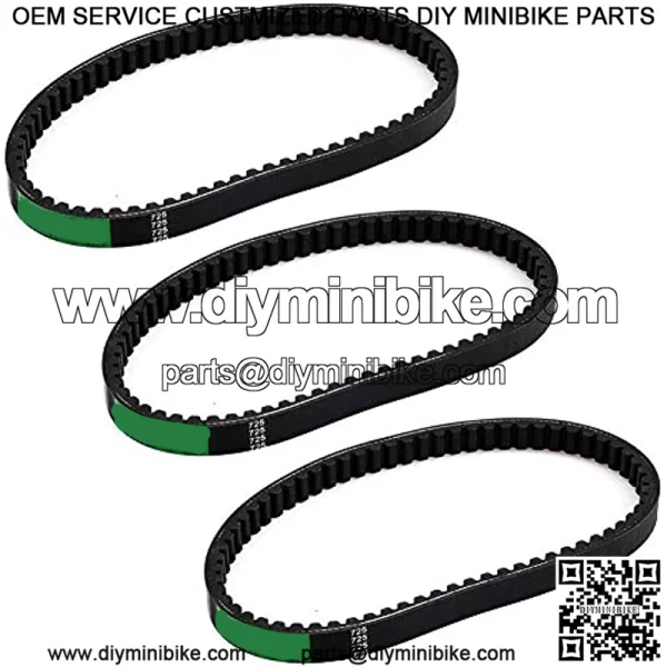 3pc Drive Belt Hammerhead 80T Mid XRX Mud Head Go Kart 6.5HP Engine 9.110.018-9.100.018-725