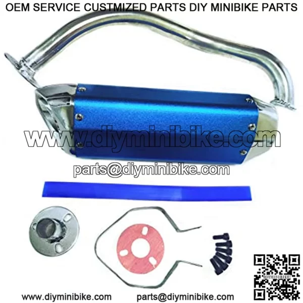 Exhaust System Muffler for GY6 50cc-400cc Upgraded High Performance 4 Stroke Scooters ATV Go Kart(Blue)