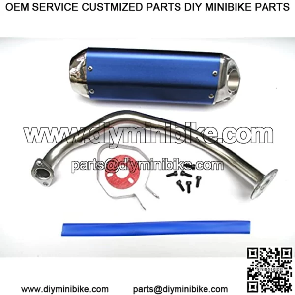 High Performance Exhaust System Muffler for GY6 50cc-400cc 4 Stroke Scooters ATV Go Kart (Blue)