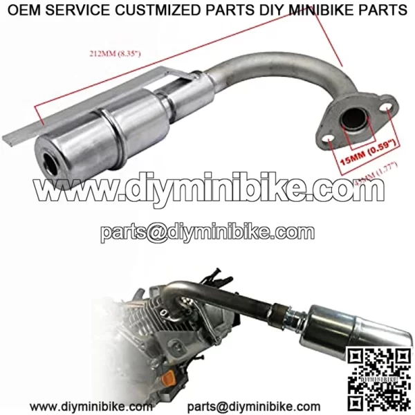 Exhaust with Muffler for Predator 212cc GX160 GX200 Go Kart & Mini Bikes - Image 2