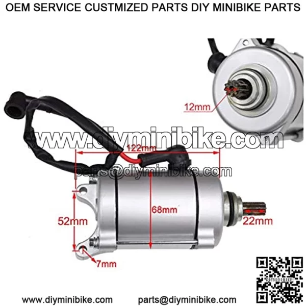 12V 9T Starter Motor for Scooter Moped ATV Buggy Go Kart Bike - Image 2