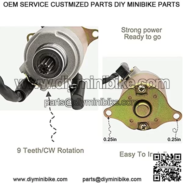 GY6 Starter (9teeth) for GY6 4-Stroke Engine 150cc 125cc 50cc 200cc 250cc Scooters Moped ATV Go Kart Compatible with 4 Wheelers Dirt Bikes Baja Jonway Roketa Coolster - Image 4