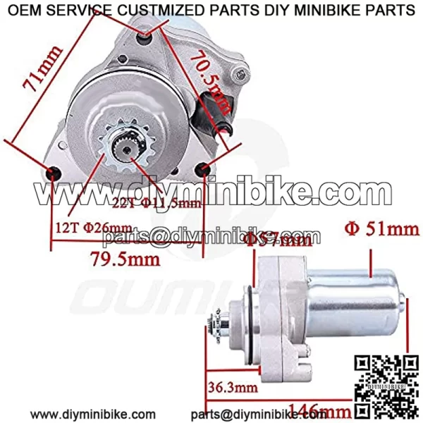 2 Bolt Starter Motor Fits for TAOTAO JETMOTO ROKETA SUNL 50cc 70cc 90cc 110cc Chinese ATV - Image 3