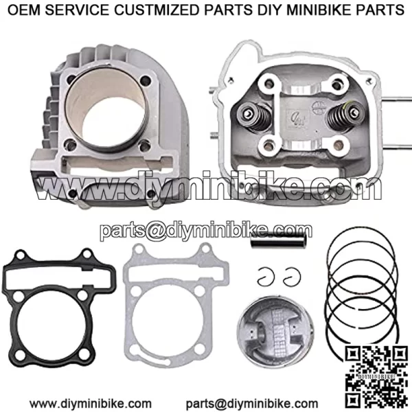 62.5mm Big Bore Complete Cylinder and Cylinder Head Rebuild Kit Replacement for 4 Stroke GY6 170cc 180cc 200cc 1P63QML Engine Chinese ATV Quad 4 Wheeler Go Kart Scooter