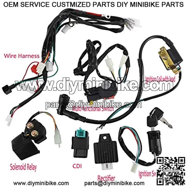 Electric Start Engine Wiring Harness, CDI Ignition Coil Wiring Harness Kit, CDI Wire Assembly fit for 4 Stroke ATV KLX 50cc 110cc 125cc Quad Bike Buggy Go Kart - Image 3