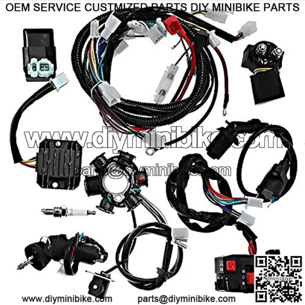 Complete Electrics All Wiring Harness CDI Rectifier Ignition Coil Wire Loom Kit for GY6 125cc ATV Quad Go Kart Scooter