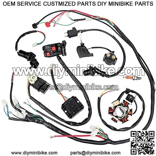 Complete Electrics Wiring Harness Wire Loom Kit for GY6 4 Stroke Engine 125cc 150cc Pit Bike Scooter ATV Quad Go Kart