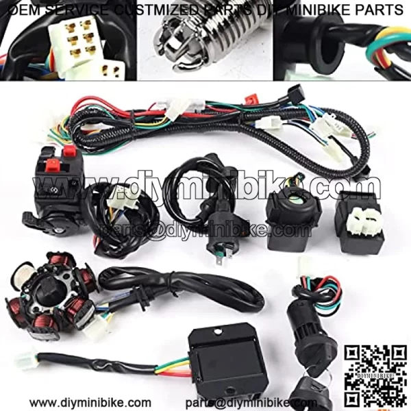 GY6 125CC 150CC Wiring Harness Set CDI for Coolster Go Kart ATV QUAD 6 Pole USA STOCK