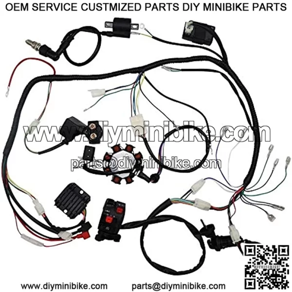 Facaing Complete Electrics All Wiring Harness Wire Loom Assembly for 150cc-300cc ATV Quad 4 Four Wheelers Go Kart Dirt Pit Bikes