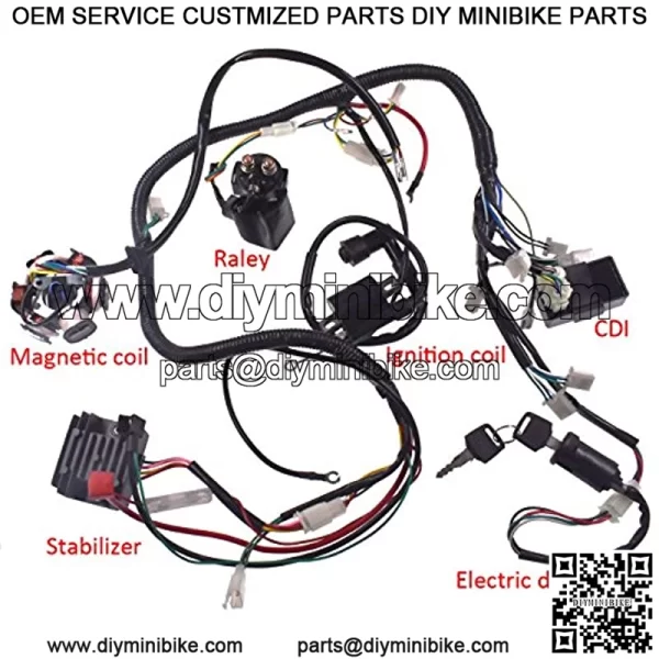 sthus 150CC GY6 Wiring Harness Wire Loom Stator CDI Switch Electrics Assembly for 4-Stroke Engine 150CC 125CC Go Kart ATV Scooter Buggy