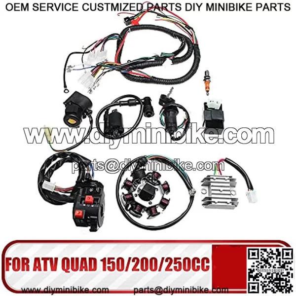 1Electric Wiring Harness Wire Loom CDI Stator Kit Set for ATV Quad 150/200/250CC - Image 3