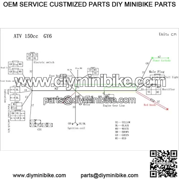 Supermotorparts 150CC GY6 Wiring Harness Wire Loom Stator CDI Switch Electrics Assembly for 4-Stroke Engine 150CC 125CC Go Kart ATV Scooter Buggy - Image 4