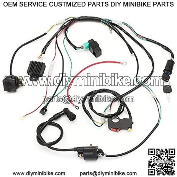 Complete Electric Start Engine Wiring Harness CDI Coil Wiring Loom 50cc 110cc 125cc ATV Buggy Quad Dirt Bike