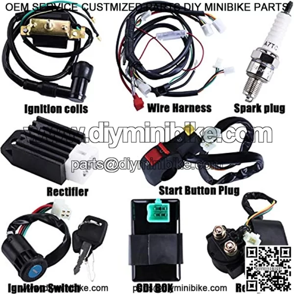 Full Wiring Harness Loom Coil Regulator CDI Solenoid Relay Spark Plug For 4 Stroke ATV 50cc 70cc 90cc 110cc 125cc Dirt Pit BIke Electric Start Engine By AUTOMOTIVE - Image 2