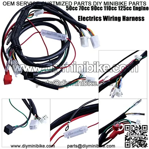 Full Wiring Harness Loom Coil Regulator CDI Solenoid Relay Spark Plug For 4 Stroke ATV 50cc 70cc 90cc 110cc 125cc Dirt Pit BIke Electric Start Engine By AUTOMOTIVE - Image 3