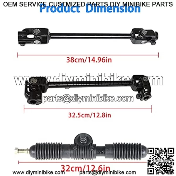 300mm Steering Wheel Steel Kit 320mm Gear Rack Pinion Adjustable Shaft Set Replacement for 110cc Go Kart - Image 3