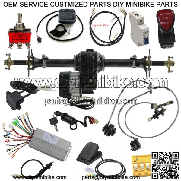 40" Go kart Rear Axle Kit 48V 1000W Differential Motor Controller for ATV Trike