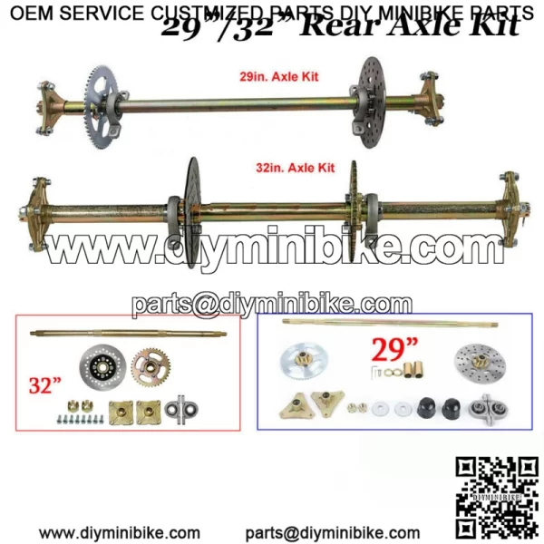 Go Kart Rear Live Axle Kit Sprocket Brake Wheel Hub 29" 32" ATV Quad Trike Bikes