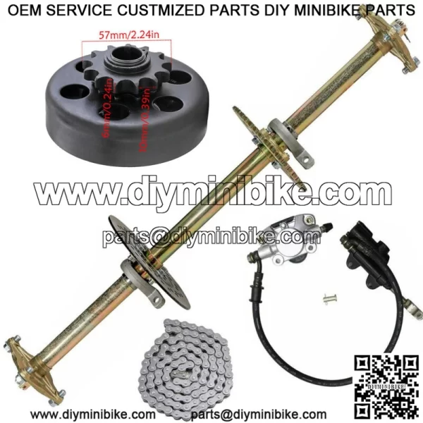 32" Rear Axle Kit+Brake Assembly+428 Chain+Clutch for Go kart Golf Cart Quad ATV