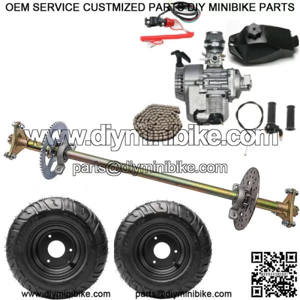 29" Go Kart Rear Axle Kit + 6" Wheels + 49cc Motor Engine Drift Trike Quad ATV