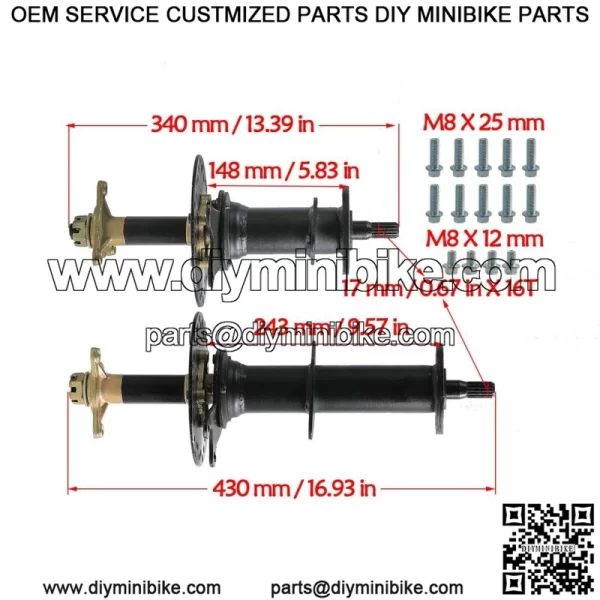 760mm Differential Rear Axle Kit + Hubs Disc Brake Drive Shaft Go Kart Buggy ATV