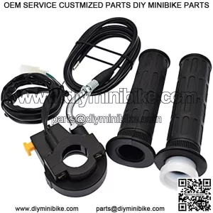 Twist Throttle Accelerator Handle Grips and 50 Inches Cable Assembly with Kill Switch for 7/8" 22mm Handlebar 49CC 80CC Motorized Bicycle Mini Bike Push pocket Bike Quad Pocket