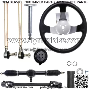 Go Kart Steering Wheel Shaft Assembly Tie Rod Gear Rack and Pinion For 44" Axle