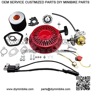 Carburetor Pull Recoil Starter Ignition Coil Kit for GX340 GX390 GX420 Harbor Freight 420cc Champion Generac 389cc 420cc 439cc Engine Water Pump Pressure Washer Compressor