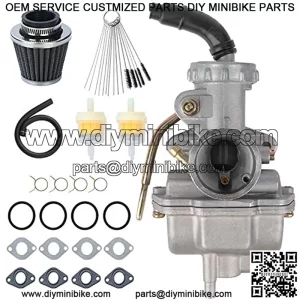 Carburetor PZ20 Carb Set, with Air Filter and Fuel Filter for TaoTao Baja 50cc 70cc 90cc 110cc 125cc NST SunL Chinese Quad 4 Stroke ATV Go Kart Pit Dirt Bike CRF50F XL75 CRF80F XR50R (gray)