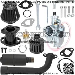 212cc Carburetor VM22 Carb Exhaust Pipe Muffler Stage 2 Kit for Predator 196cc 200cc 6.5hp Engine Coleman CT200U BT200X Baja Warrior MB200 GX160 GX200 Mini Bike Go Kart High Performance Parts