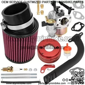 High Performance Carburetor Filter Jet Adapter Exhaust Pipe Stage 2 Kit Red for Non Hemi Predator 212cc 196cc 6.5Hp Clone GX160 GX200 CT200u KT196 BT200X Trailmaster MB200 Mini Bike Go Kart
