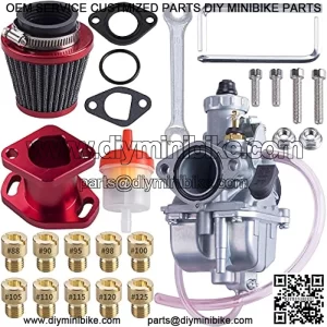 VM22 26mm Carburetor Carb Kit fit for Performance Intake Pipe Mainfold 38mm Air Filter Fit For Predator 212cc GX160 Honda GX200 CT200U 196cc KT196 Clones Go Kart Mini Bike Race Kart (Red)
