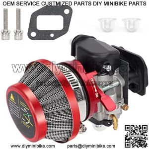 15mm Carburetor Upgrade Kit Air Filter Set Compatible with 2 Stroke 43cc 47cc 49cc Standup Gas Scooter ATV Quad Pocket Bike XG-550 BladeZ Moby X Red