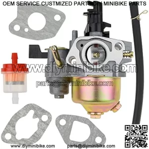Carb Carburetor with Gaskets Fuel Line Filter for Predator 196cc 212cc 6.5hp Coleman Powersports CT200U Trail 200 CT200U-EX BT200X Baja Warrior MB200 Mini bike KT196 Twister 80T Go Kart Cart Parts