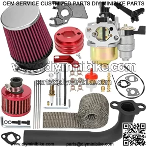 Carburetor Header Exhaust Pipe 62mm Air Filter Kit for Non Hemi Predator 212cc 196cc 6.5hp GX160 Colne Engine Coleman CT200U CT200U-EX BT200X Baja Warrior Massimo MB200 Mini Bike Go Kart Parts