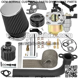 High Performance Carburetor Header Exhaust Pipe Stage 2 for Predator 212cc 196cc 6.5hp Clone Engine Coleman CT200U BT200X GX160 GX200 Baja Warrior Trailmaster MB200 Mini Bike Go Kart Parts