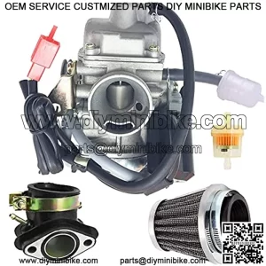 GY6 150CC Carburetor 26mm Carb & Intake Manifold+42mm air filter Compatible with GY6 125cc 150cc 152QMI 152QMJ 157QMI 157QMJ Engine Kazuma Go Kart