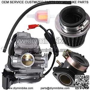 GY6 150cc Carburetor 26mm for 157QMJ 1P57QMJ Engine Scooters Moped ATV Go Kart Kazuma Baja Eagle w/Air Fuel Filter Intake Manifold