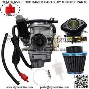 PD24J Carburetor for GY6 125cc 150cc Go Kart Scooter 152QMI 157QMJ Carb with Air Filter Intake Manifold