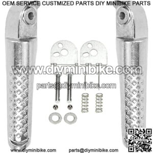 Foot Pegs Footrest Bracket Set Assembly Replacement for Coleman BT200X CT200u CT200u-ex Trail 200 CT100u Trail 100 6.5hp 196cc Gas Powered Mini Bike Parts AccessoLeft Right 2 Packs Silver