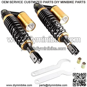 Motorcycle Air Gas Shock Absorbers Pair 13.5Inch 340mm Fork Clevis Ends Universal Fit For Honda Suzuki Kawasaki Yamaha Scooter ATV Quad Dirt Sport Bike Go Kart Black