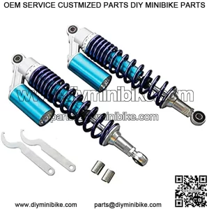 340mm Universal Motorcycle Rear Air Shock Absorbers for all ATV Go Kart Quad Dirt Sport Bikes (blue&silver)