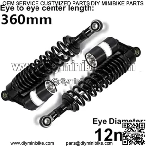 360mm 14.17 inch 8mm Spring Universal Motorcycle Air Shock Absorber Rear Suspension ATV Quad Scooter Dirt Bike For CBR600 CBR400 CB500 YZF XC EXC XCF Black