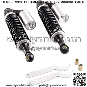 Pair 320mm Universal Motorcycle Rear Air Shock Absorbers for ATV Go Kart Quad Dirt Sport Bikes ( black&silver)