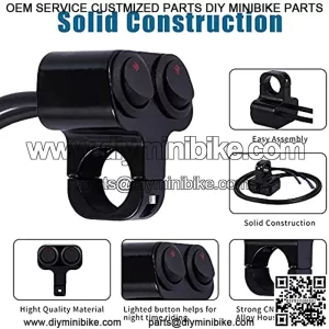 Waterproof Motorcycle ATV 7/8 Light Bar SwitchHandlebar Double Control Kill Button SwitchHeadlight Spotlights Hazard Brake Fog Light ON Off Switches 12v 16A (Black)